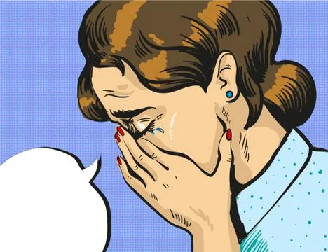 Vector pop art illustration of crying woman Stock Illustration