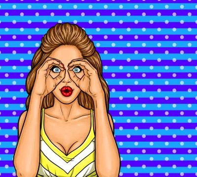 Vector pop art illustration of a young sexy girl folded her arms as though Stock-Illustration