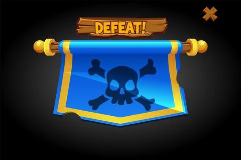 Vector pop up defeat flag for game. Stock Illustration