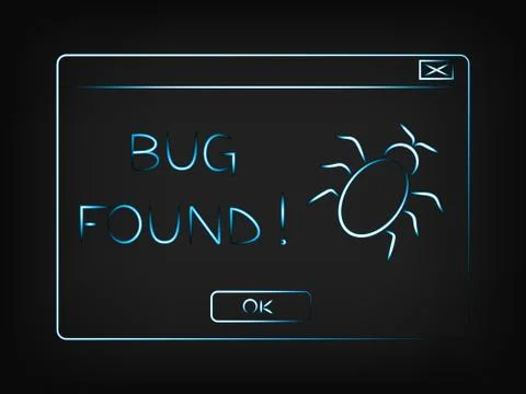 Vector pop-up message Bug found Stock Illustration