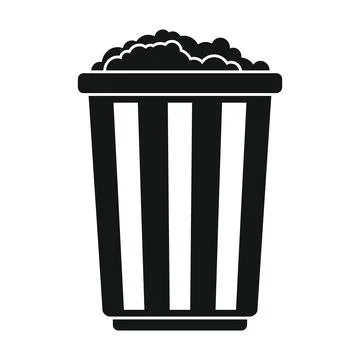 Vector popcorn black simple icon isolated on white Stock Illustration
