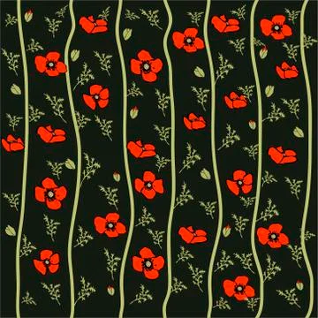 Vector poppy pattern Stock Illustration