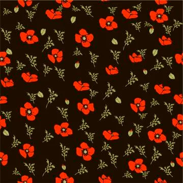 Vector poppy pattern Stock Illustration