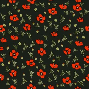 Vector poppy pattern Stock Illustration