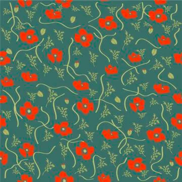 Vector poppy pattern Stock Illustration