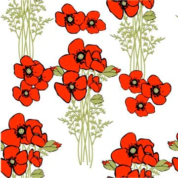 Vector poppy seamless pattern Stock Illustration