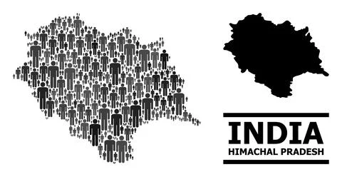 Vector Population Collage Map of Himachal Pradesh State and Solid Map Illustrazione stock