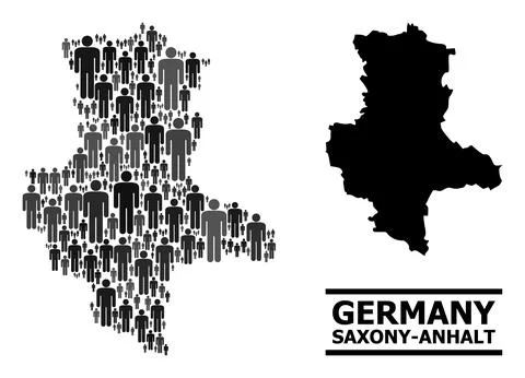 Vector Population Collage Map of Saxony-Anhalt State and Solid Map 스톡 일러스트