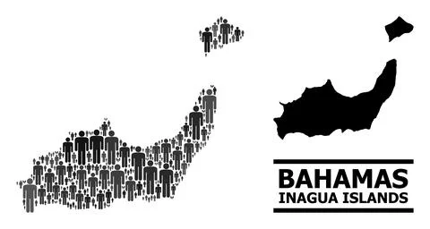 Vector Population Mosaic Map of Inagua Islands and Solid Map Illustrazione stock