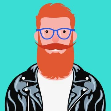 Vector portrait of bearded man in leather jacket and shirt イラスト素材