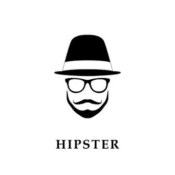 Vector portrait of bearded man wearing hat and glasses. Stock Illustration