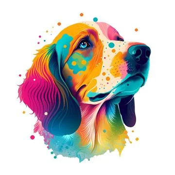 Vector portrait of a dog breed Beagle with colorful splashes. Stock Illustration