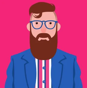 Vector portrait of elegant hipster with long brown beard and mustache Illustrazione stock