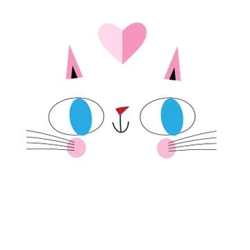 Vector portrait of funny cat in love Stock Illustration