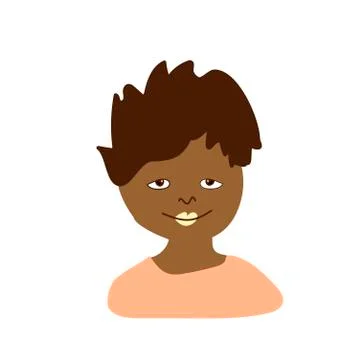 Vector portrait of a little boy in flat style.Illustration of a child of Afri Stock Illustration
