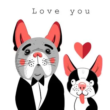 Vector portrait of lovers of dogs Stock Illustration