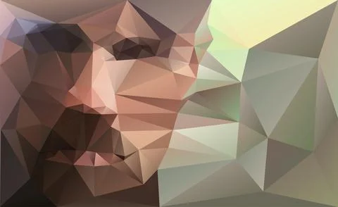 Vector portrait male warrior created from polygons Stock Illustration