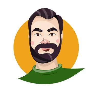 Vector portrait of man with mustache and beard Stock Illustration