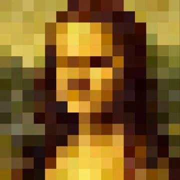 Vector portrait Mona Lisa Style graphic design, pixel art Stock Illustration