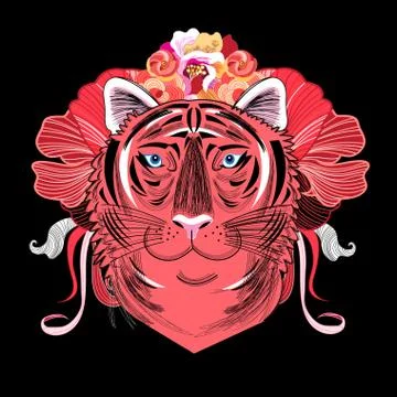 Vector portrait of a red tiger イラスト素材