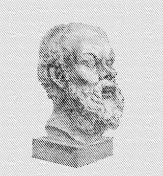 Vector portrait of Socrates. lLne drawing technique. Stock Illustration