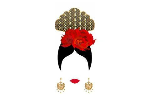 Vector Portrait of traditional Latin or Spanish woman dancer Stock Illustration