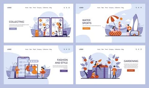 Vector portrays individuals immersed in their interests Stock Illustration