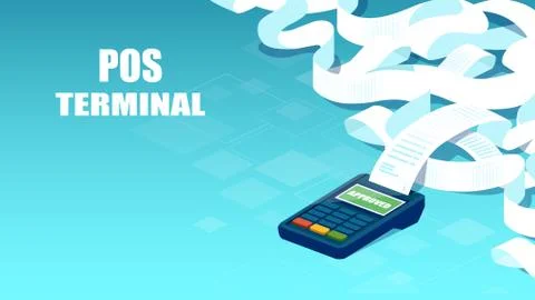 Vector of a POS terminal with a very long receipt Stock Illustration