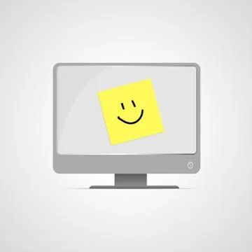 Vector : Post it paper on computer monitor Stock Illustration