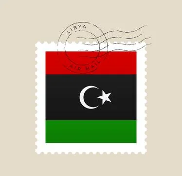 Vector Postage Stamp of the Libyan Flag with an Air Mail Postmark for Trave.. Stock Illustration