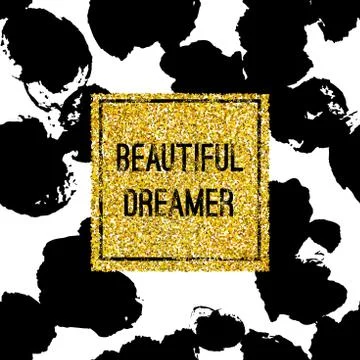 Vector postcard with gold glitter and inscription Stock Illustration