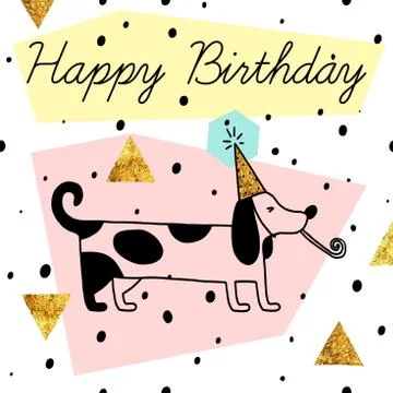 Vector postcard Happy Birthday Stock Illustration