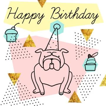 Vector postcard Happy Birthday Stock Illustration