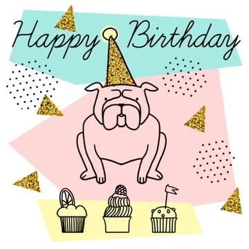 Vector postcard Happy Birthday Stock Illustration