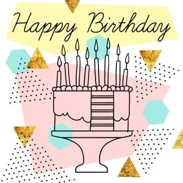Vector postcard Happy Birthday Stock Illustration