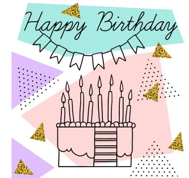 Vector postcard Happy Birthday Stock Illustration