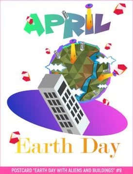 Vector. Postcard. Happy Earth Day is an annual event celebrated Illustrazione stock