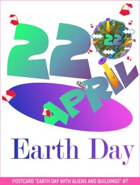 Vector. Postcard. Happy Earth Day is an annual event celebrated Stock Illustration