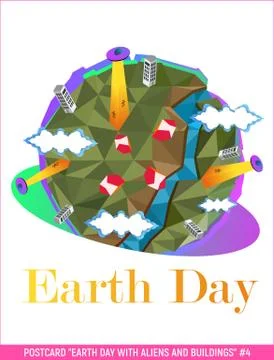 Vector. Postcard. Happy Earth Day is an annual event celebrated Illustrazione stock