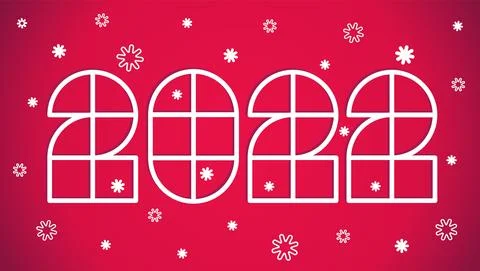 Vector poster with 2022 on red background for Christmas and New year. Stock Illustration