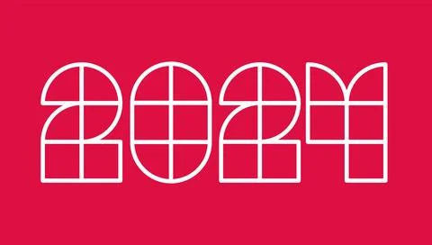 Vector poster with 2024 on  red background for Christmas and New year. New .. Illustration