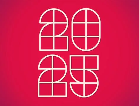 Vector poster with 2025 on  red background for Christmas and New year. New .. Stock Illustration