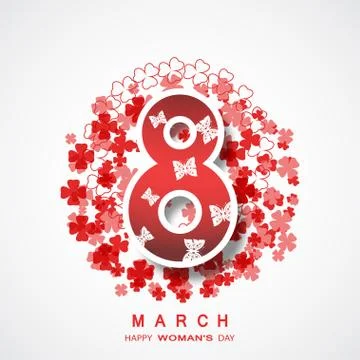 Vector poster for 8 of March Woman's Day on the gradient gray background wi.. Stock Illustration
