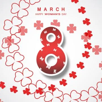 Vector poster for 8 of March Woman's Day on the white background with flora.. Stock Illustration