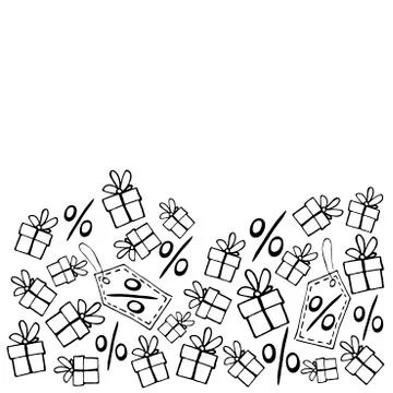 Vector poster, background, seamless pattern on theme of black Friday, shoppin Illustrazione stock