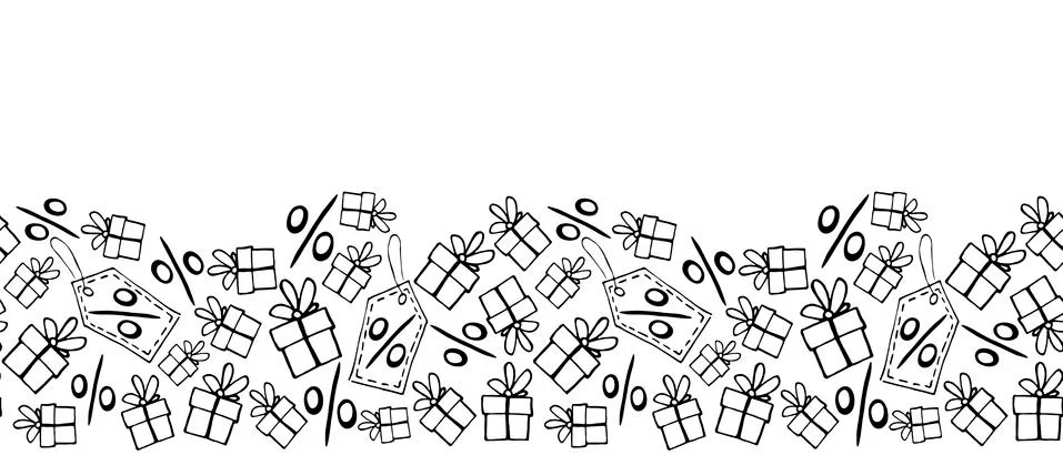 Vector poster, background, seamless pattern on theme of black Friday, shoppin Illustrazione stock