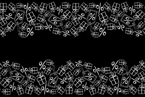 Vector poster, background, seamless pattern, frame on theme of black Friday,  Illustrazione stock