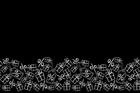 Vector poster, background, seamless pattern on theme of black Friday, shoppin Illustrazione stock