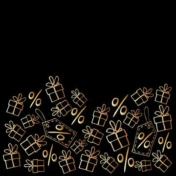 Vector poster, background, seamless pattern on theme of black Friday, shoppin Stock Illustration