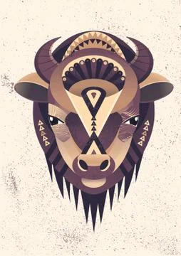 Vector poster with bison head Stock Illustration